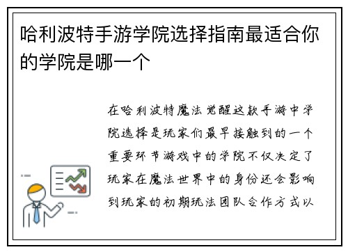 哈利波特手游学院选择指南最适合你的学院是哪一个